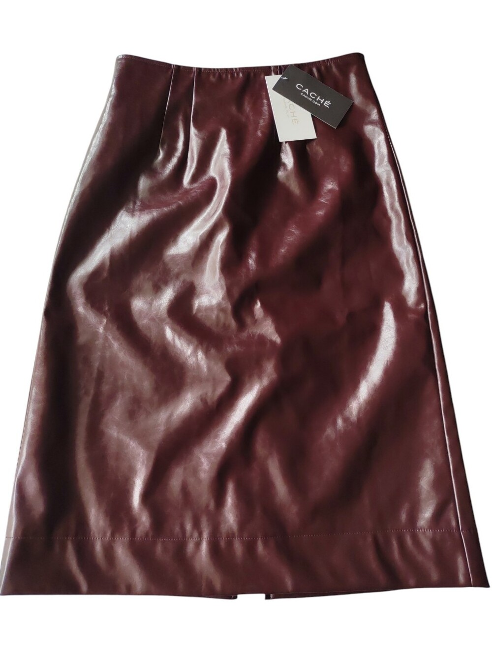 Cache Small Faux Leather Midi Skirt